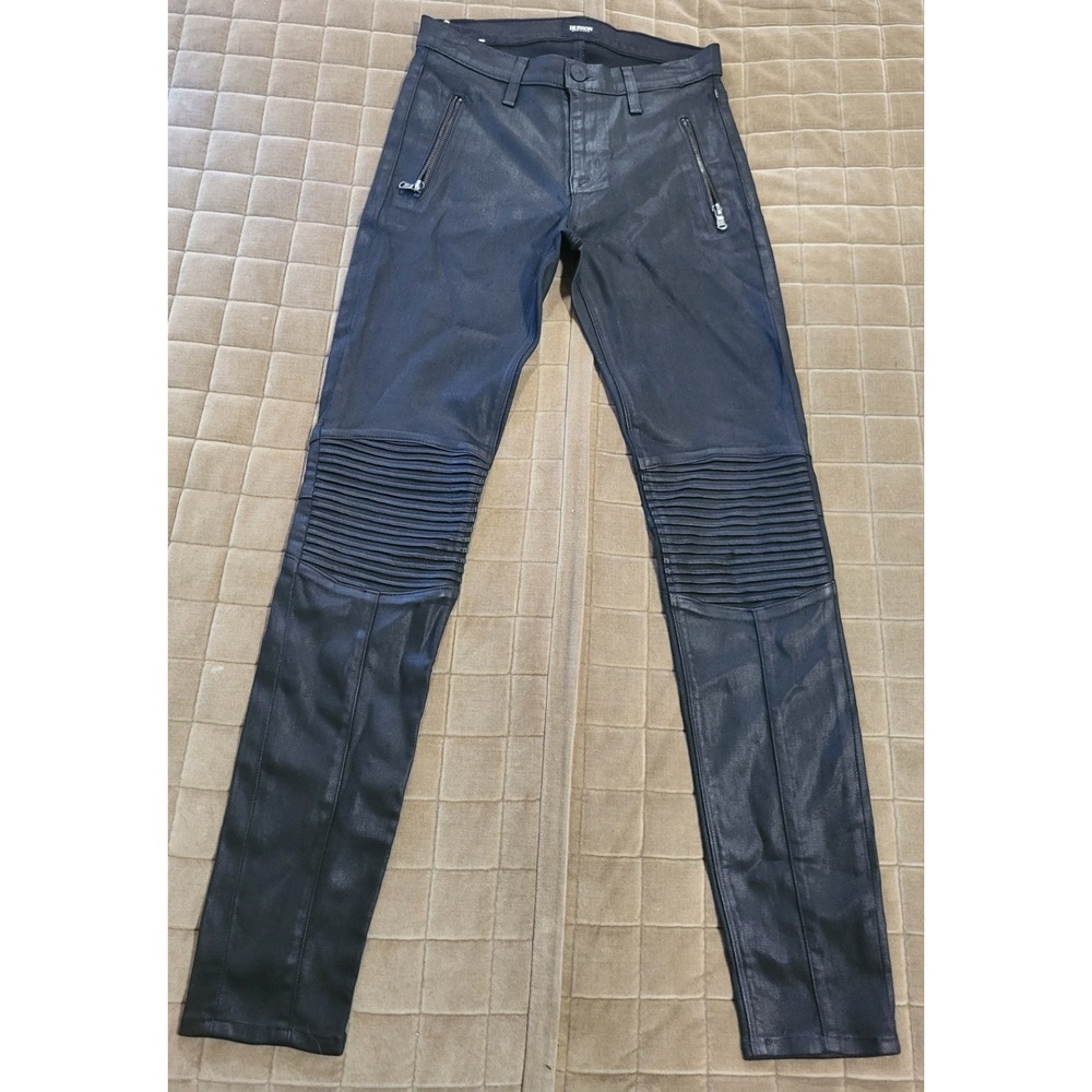 Hudson Womens Stark Moto Super Skinny Jeans Size 29 Metallic Blue